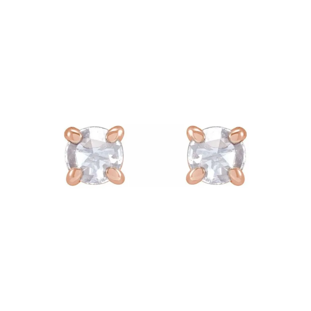 0.30ct Round Rosecut Four Prong Diamond Earrings in Solid Gold