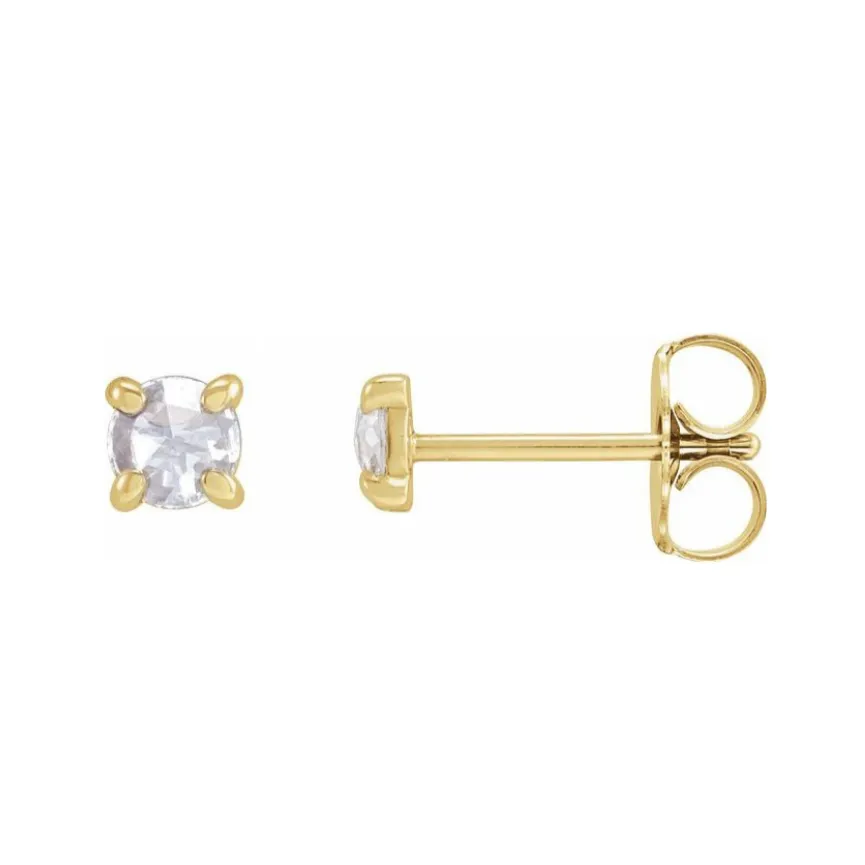 0.30ct Round Rosecut Four Prong Diamond Earrings in Solid Gold