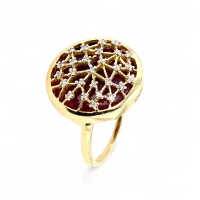 10K yellow gold ruby diamond constellation ring-27926