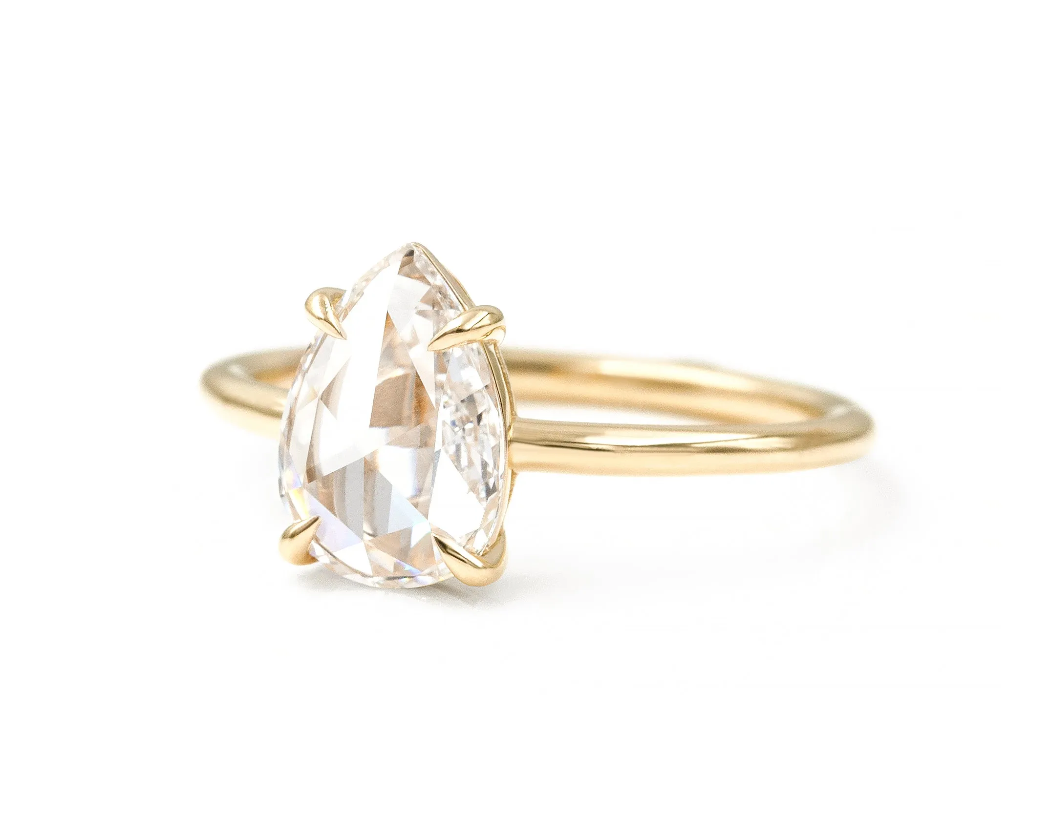 1.13-Carat Pear Rose Cut Diamond Solitaire