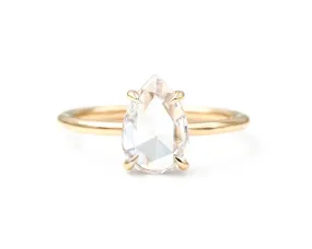 1.13-Carat Pear Rose Cut Diamond Solitaire