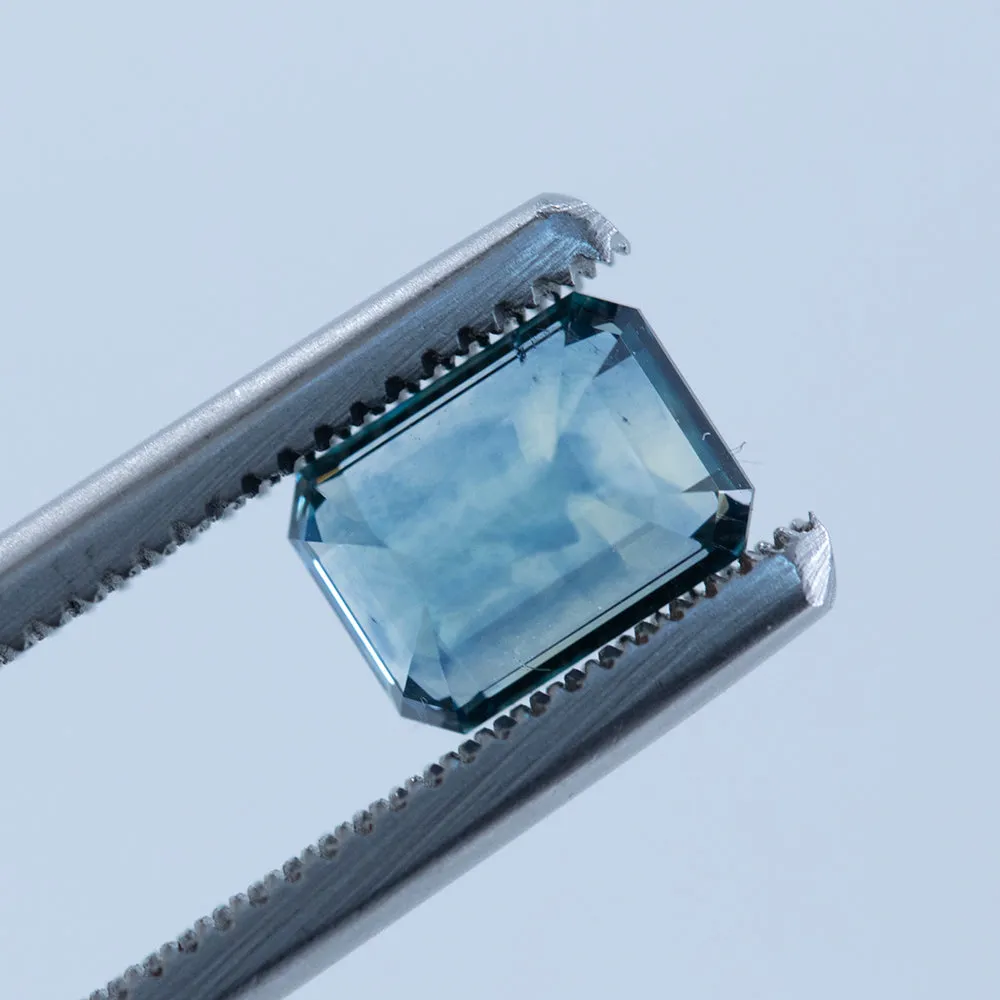 1.36CT EMERALD CUT MONTANA SAPPHIRE, BLUE, 6.6X4.9MM