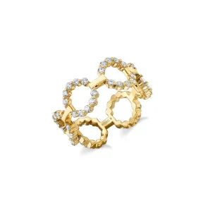 14 Karat Yellow Gold Cloud Infinity Open Circle Diamond Ring