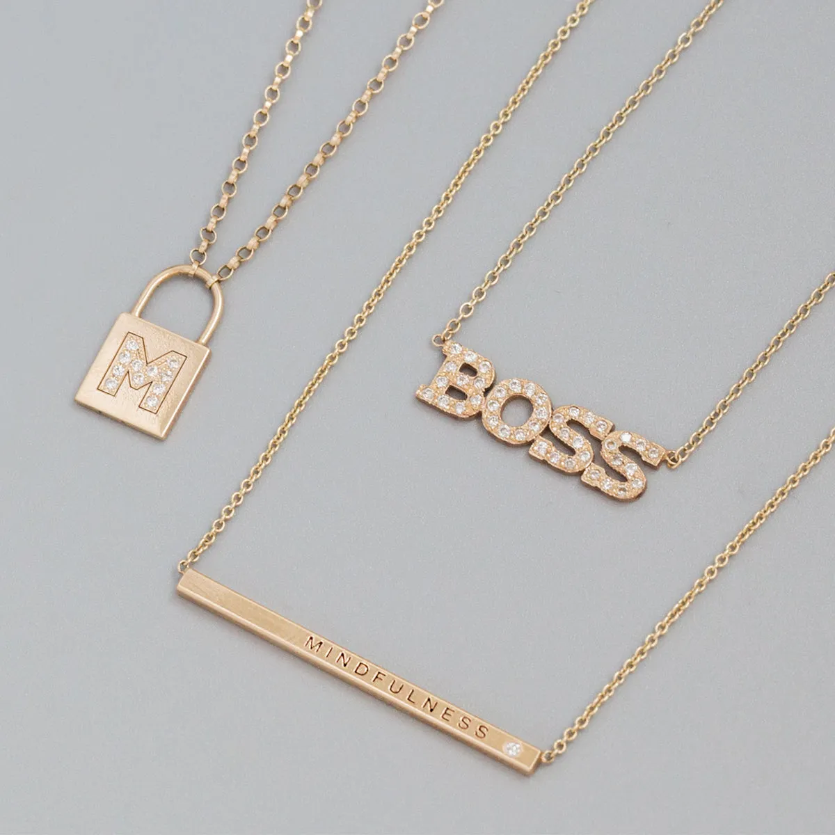 14k Engraved Thin ID Bar Necklace with Diamond