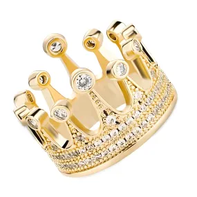 14K Gold Plating Two Tone Crown Cubic Zirconia Ring