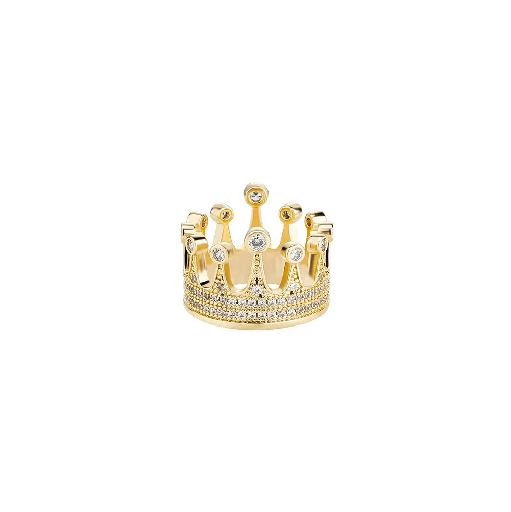 14K Gold Plating Two Tone Crown Cubic Zirconia Ring