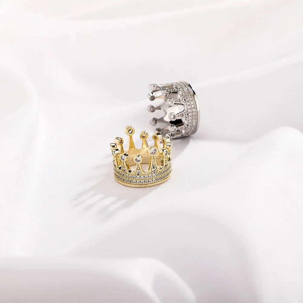 14K Gold Plating Two Tone Crown Cubic Zirconia Ring