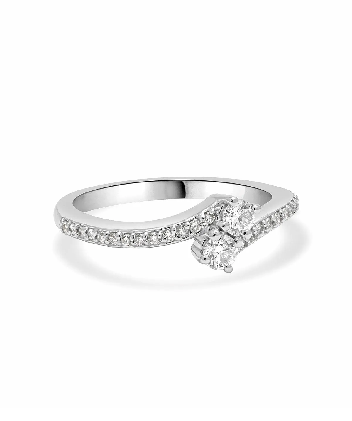 14K White Gold Diamond Bypass Ring