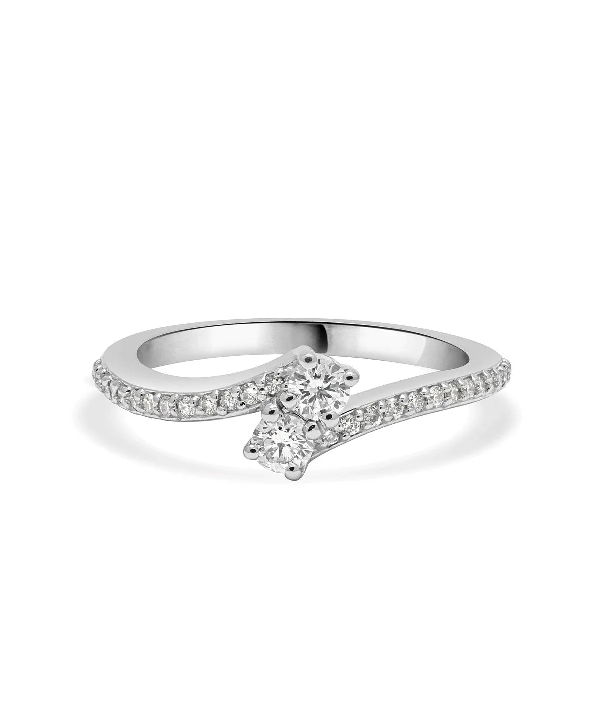 14K White Gold Diamond Bypass Ring