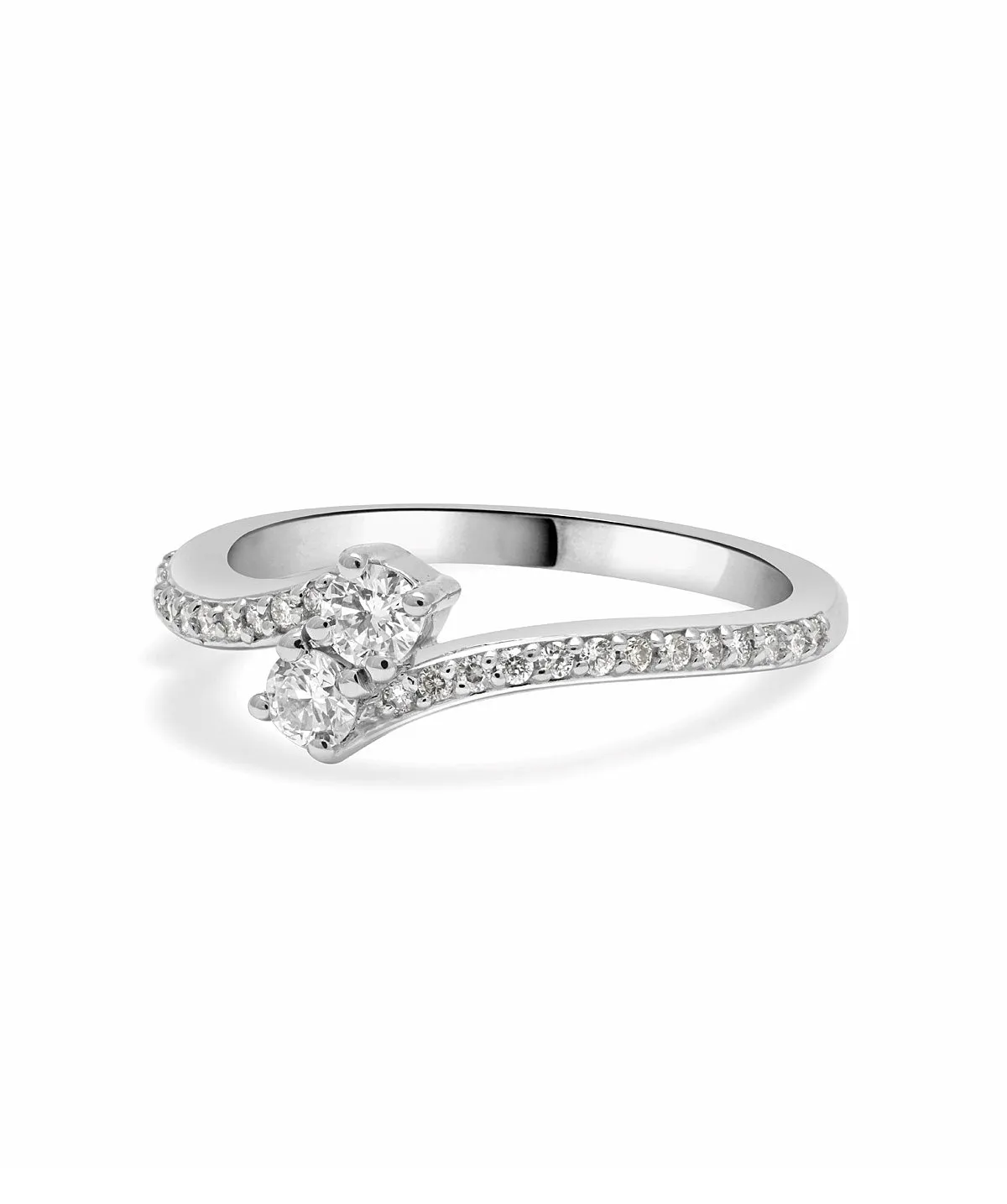 14K White Gold Diamond Bypass Ring