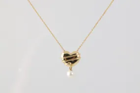 16" Tiffany & Co. 18k Yellow Gold Heart & Pearl Arrow Necklace (7.84g.)