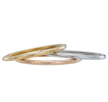 18K White, Pink And Yellow Gold Diamond Etoile Oval Bangles