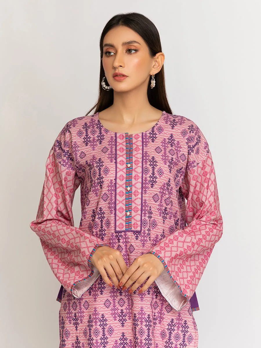 1pc - Stitched Basic Printed Khaddar Shirt