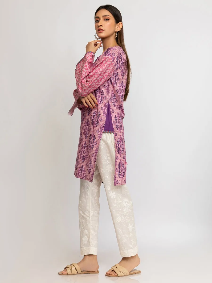 1pc - Stitched Basic Printed Khaddar Shirt