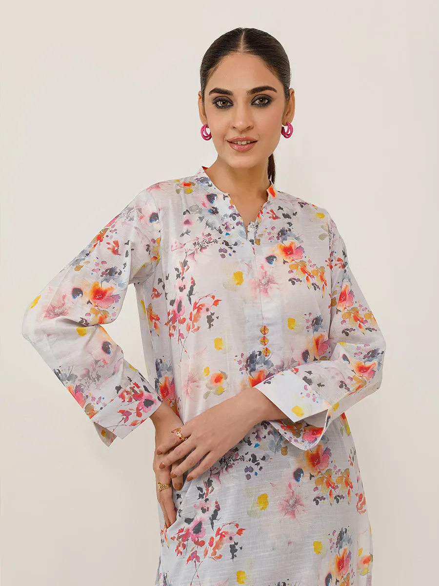 1pc - Stitched Basic Printed Texture Lawn Shirt