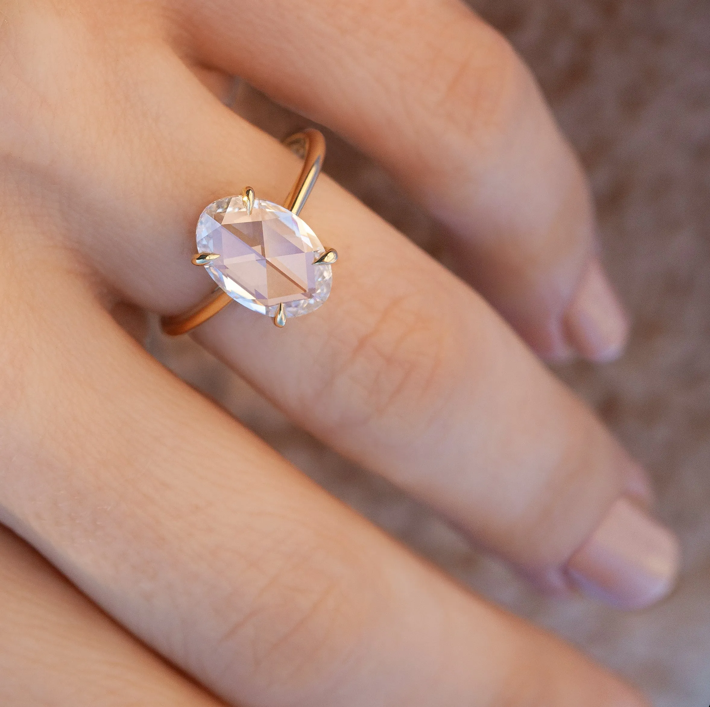 2 Carat Rose Cut Oval Solitaire