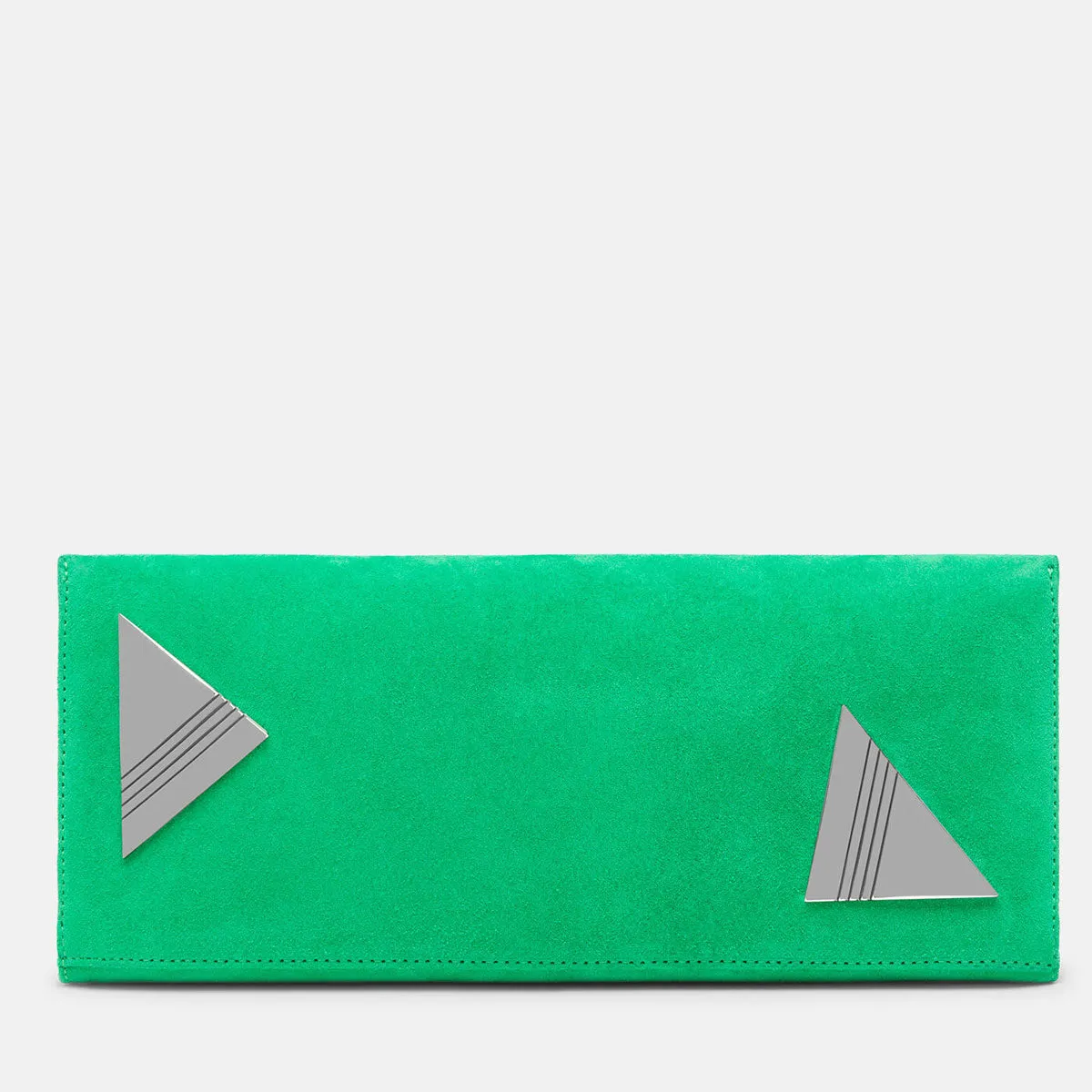 ''8.30PM'' Suede Oversized Clutch, Green