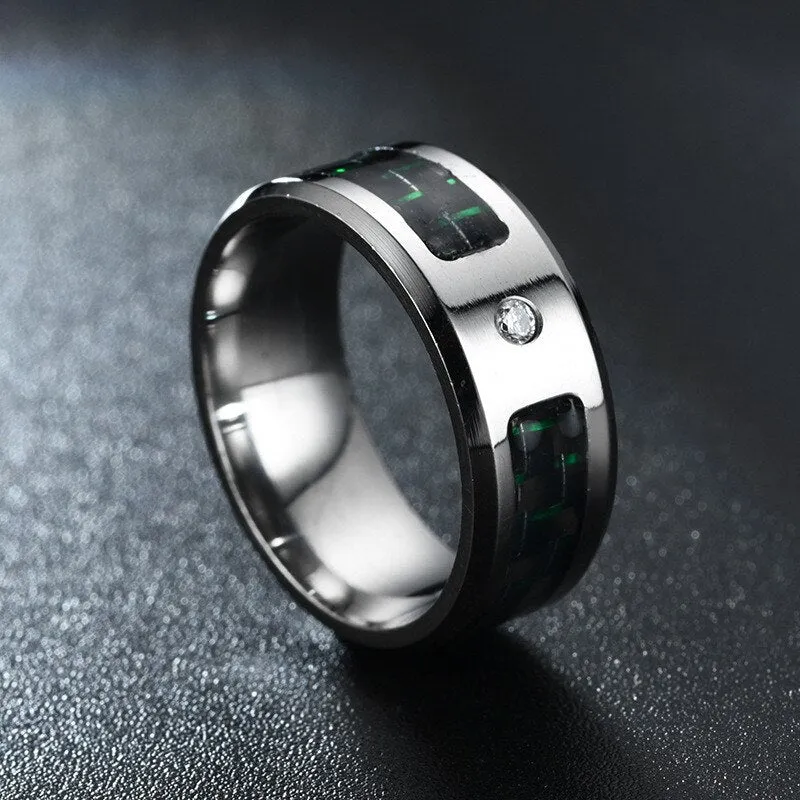 8mm Carbon Fiber and Zirconia Titanium Ring