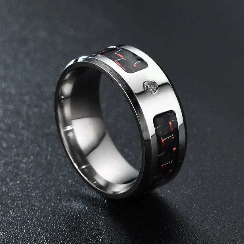 8mm Carbon Fiber and Zirconia Titanium Ring