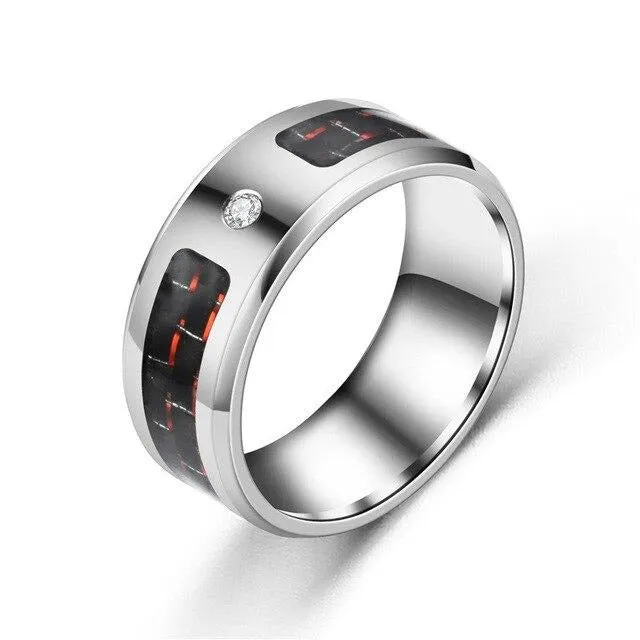 8mm Carbon Fiber and Zirconia Titanium Ring