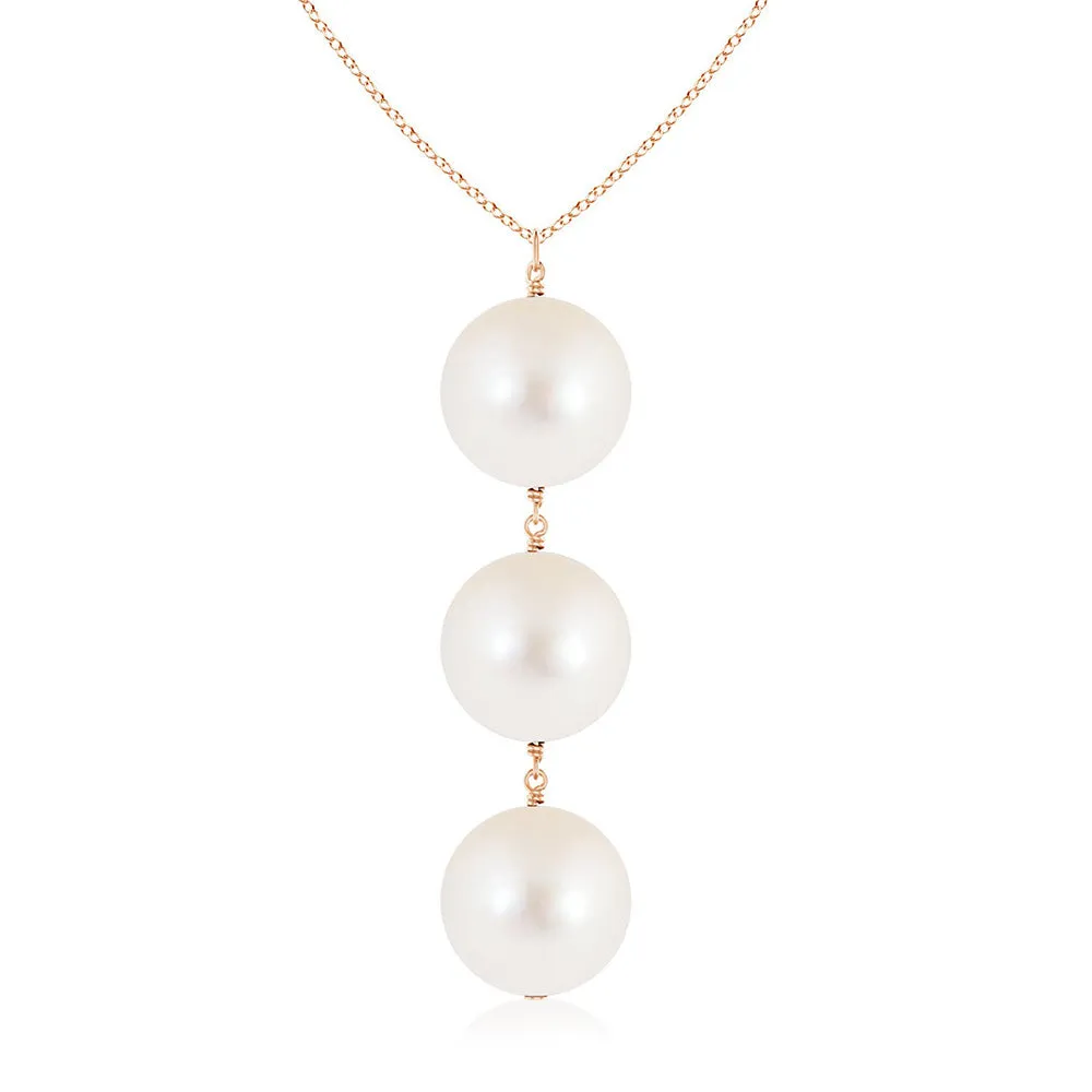 8mm Freshwater Cultured Pearl Triple Drop Pendant