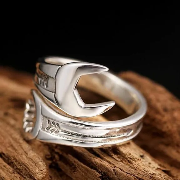 925 Sterling Silver Wrench Ring Unisex and Adjustable Size