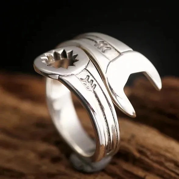 925 Sterling Silver Wrench Ring Unisex and Adjustable Size