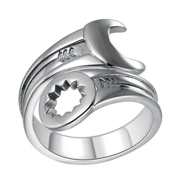 925 Sterling Silver Wrench Ring Unisex and Adjustable Size