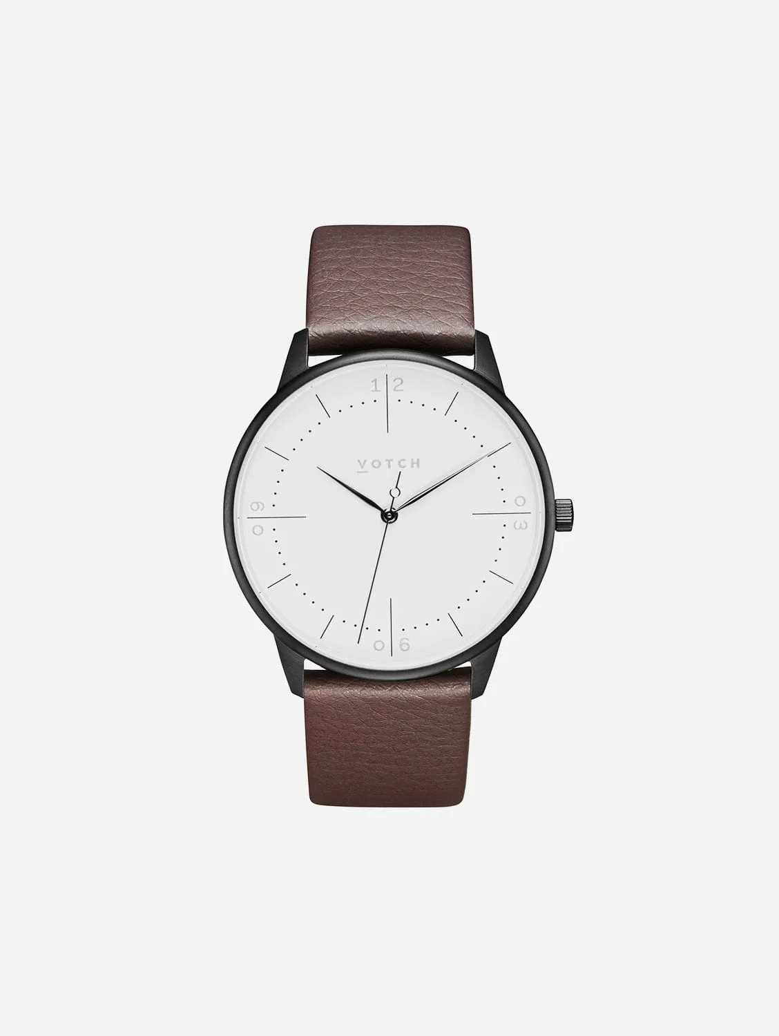 Aalto Watch with Black & White Dial | Brown Vegan Leather Strap