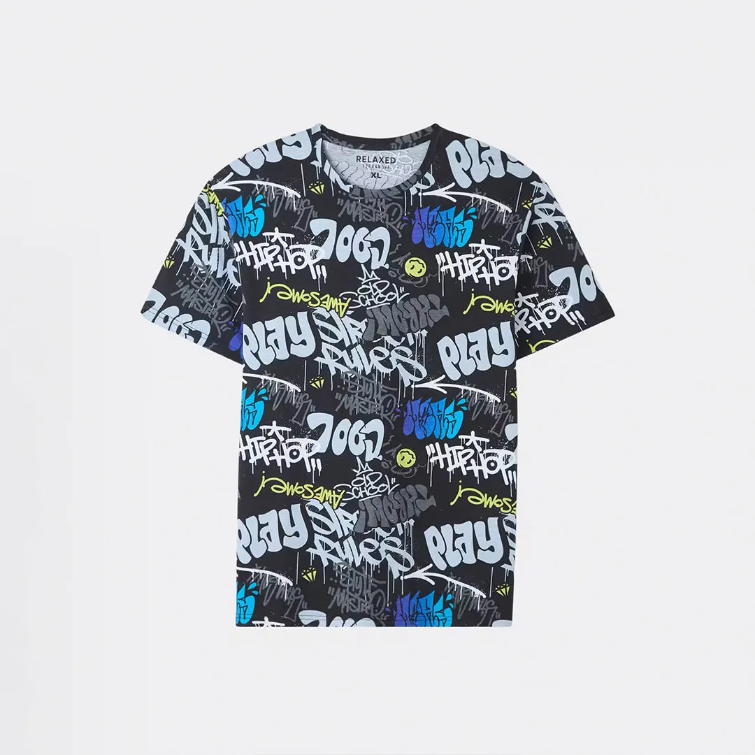 All-Over Graffiti Short Sleeve T-Shirt