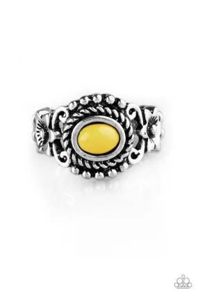 All Summer Long Yellow and Silver Ring - Paparazzi Accessories