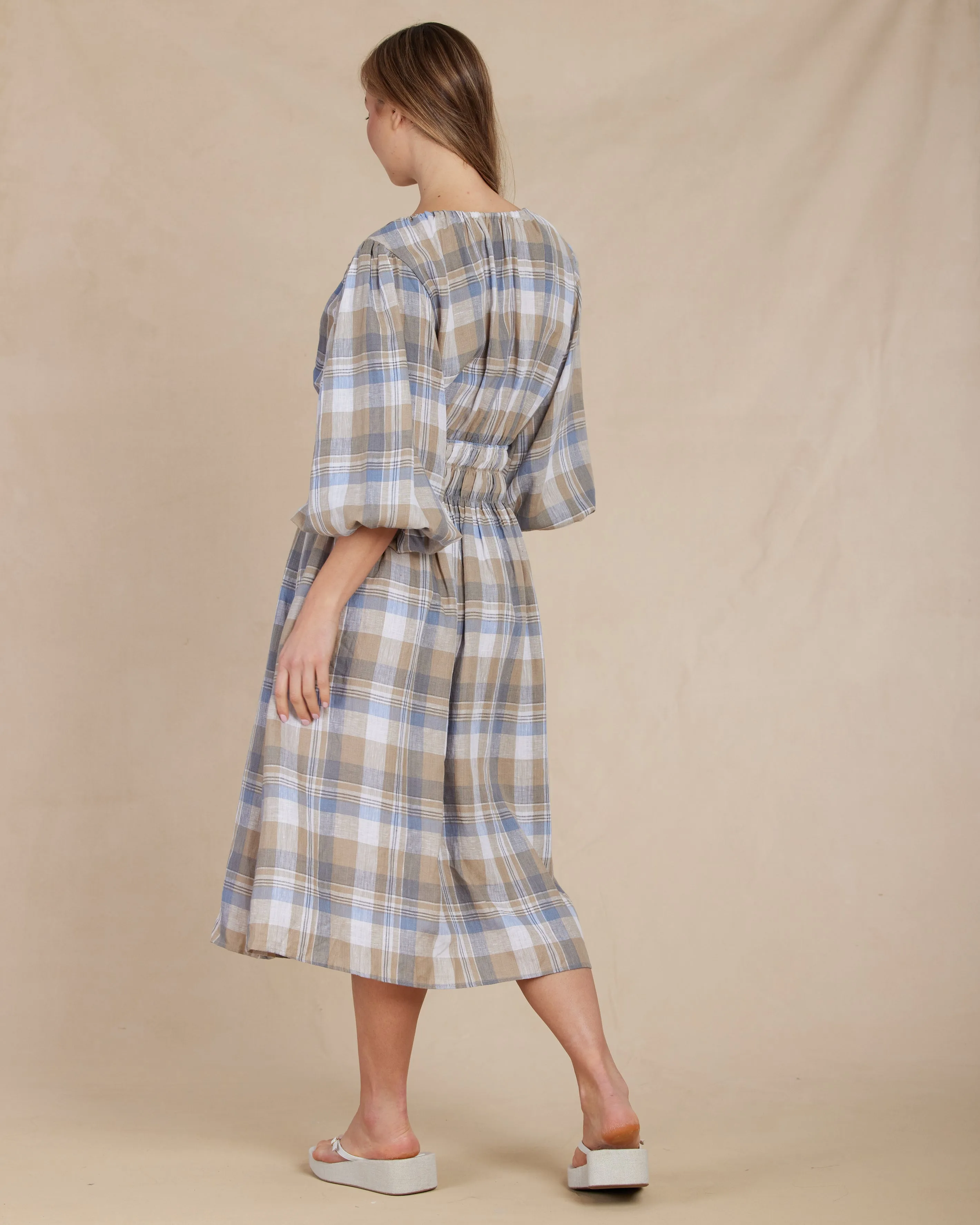 Allegra Linen Plaid Dress