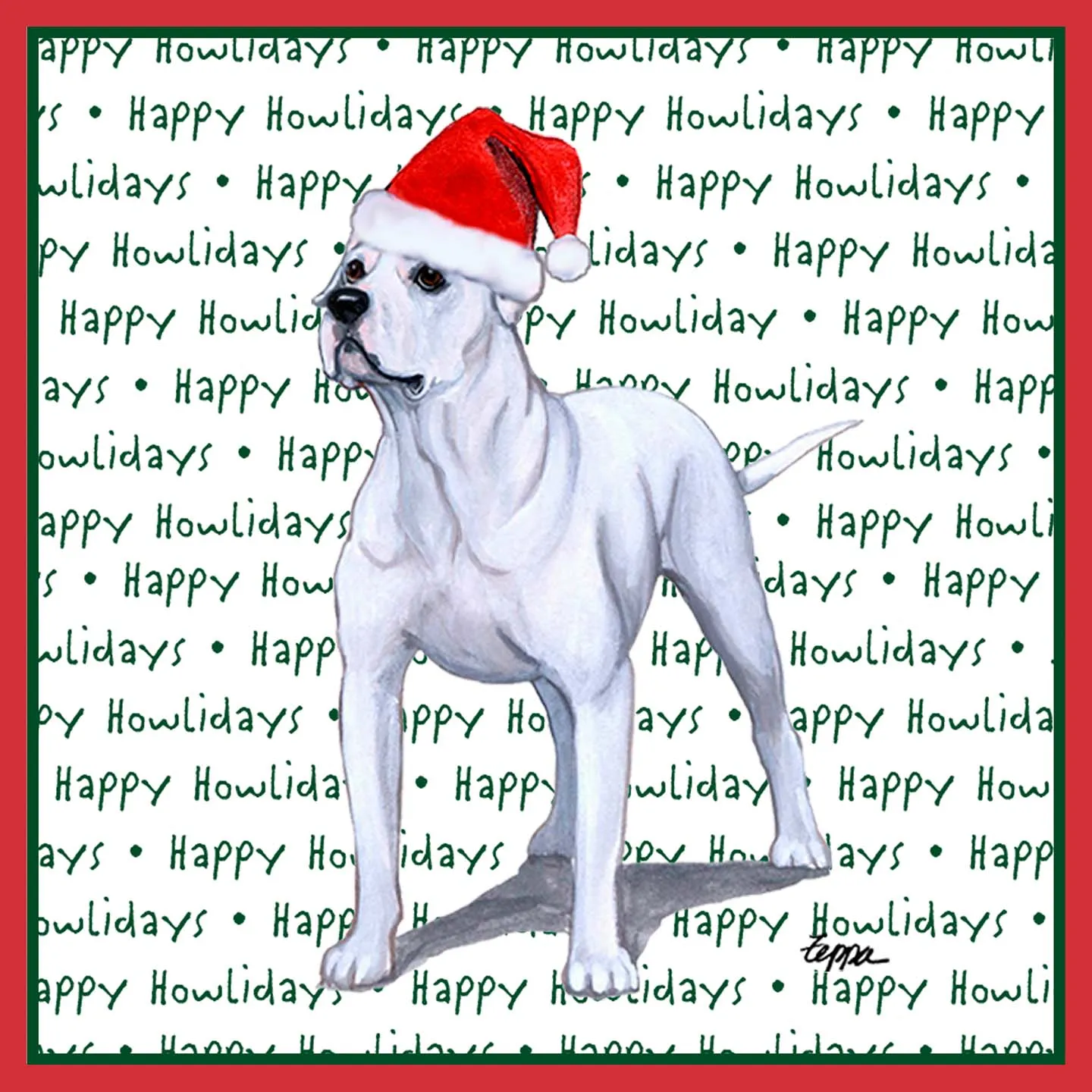 American Bulldog Happy Howlidays Text - Adult Unisex T-Shirt