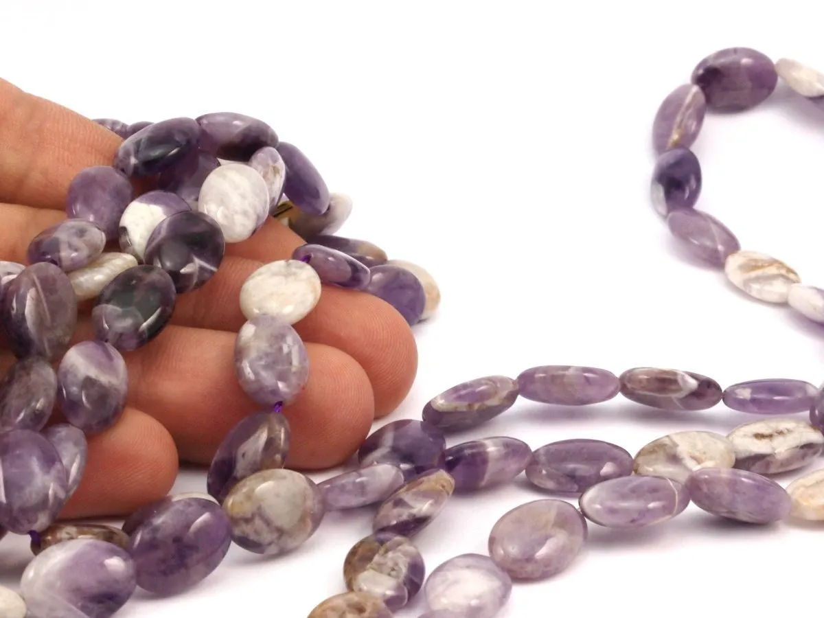 Amethyst 14x10mm Oval Gemstone Beads Full Strand 15.5 Inches G209 T049