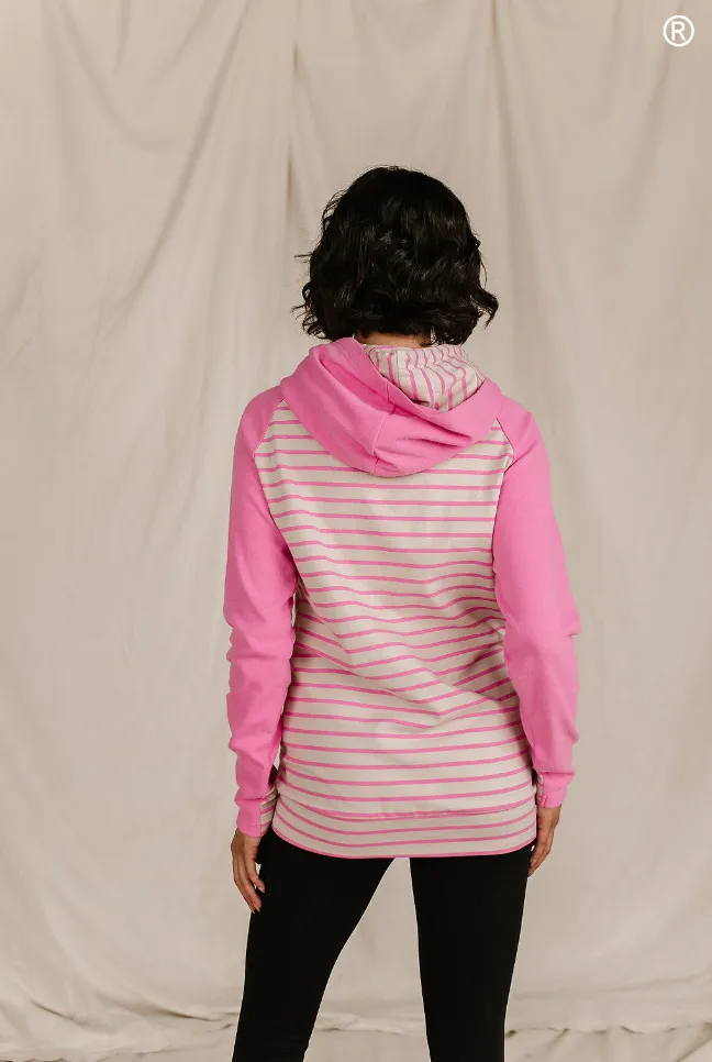 Ampersand Avenue Doublehood Sweatshirt - Flamingo Stripe