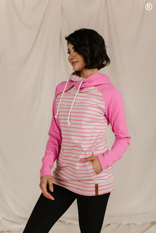 Ampersand Avenue Doublehood Sweatshirt - Flamingo Stripe