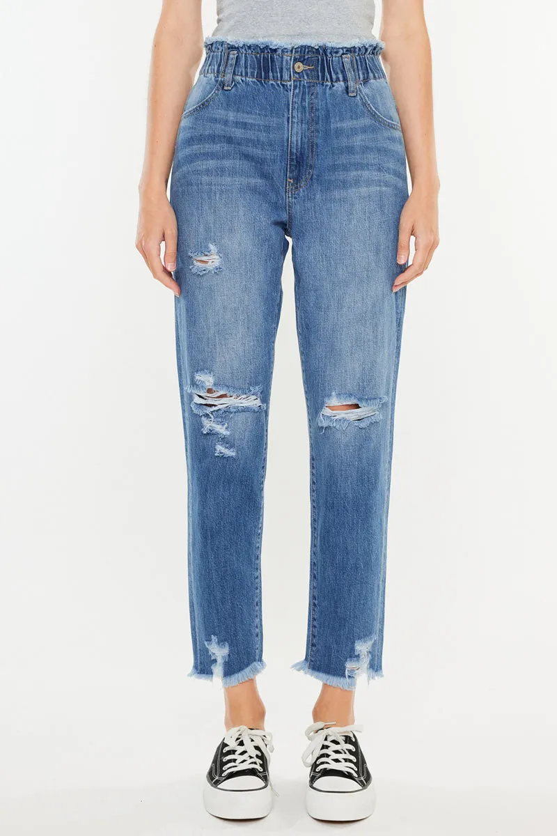 Angel Ultra High Rise Paperbag Mom Jeans