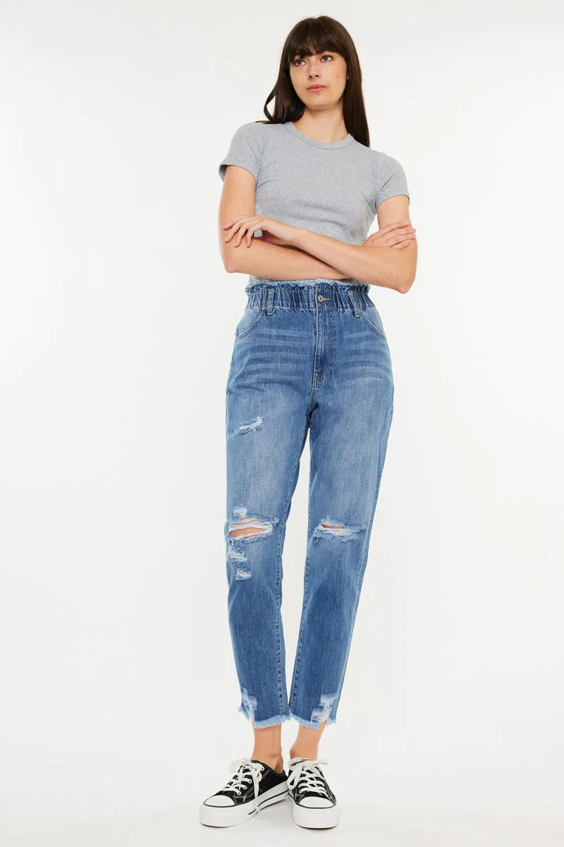 Angel Ultra High Rise Paperbag Mom Jeans