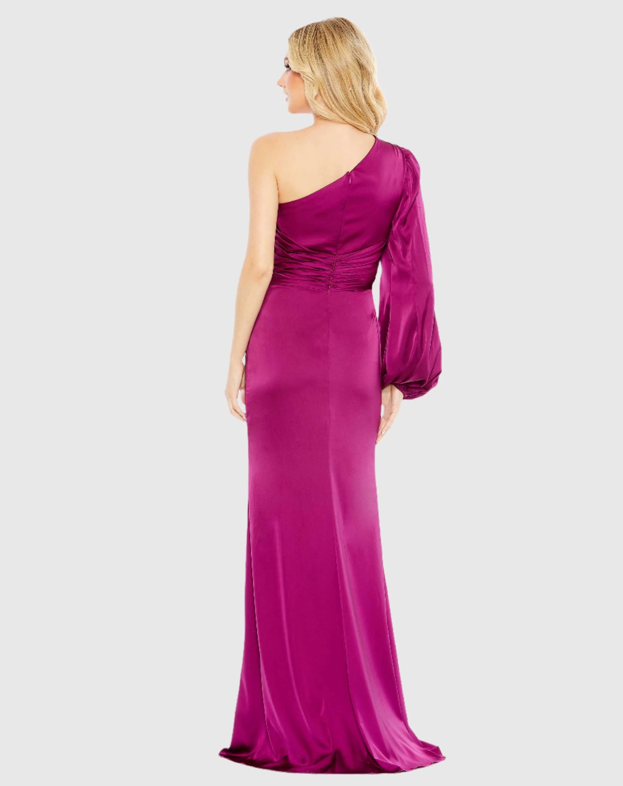 Asymmetrical One Shoulder Single Long Sleeve Gown