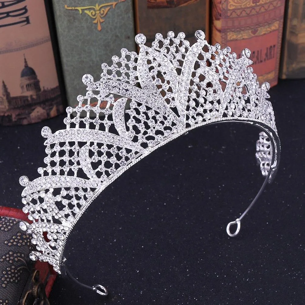 Baroque Crowns & Tiaras for Queen and King with Rhinestones