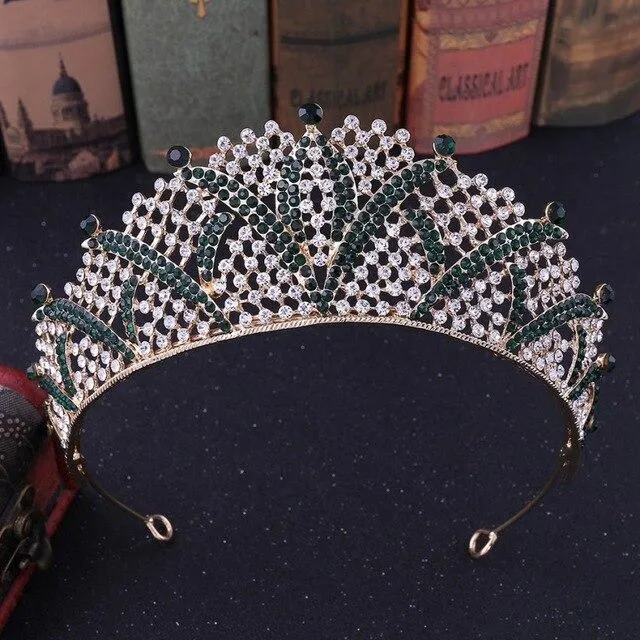 Baroque Crowns & Tiaras for Queen and King with Rhinestones