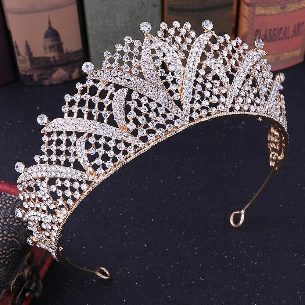 Baroque Crowns & Tiaras for Queen and King with Rhinestones