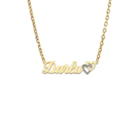 Better Jewelry Script with Two Hearts 14K Gold Nameplate Necklace