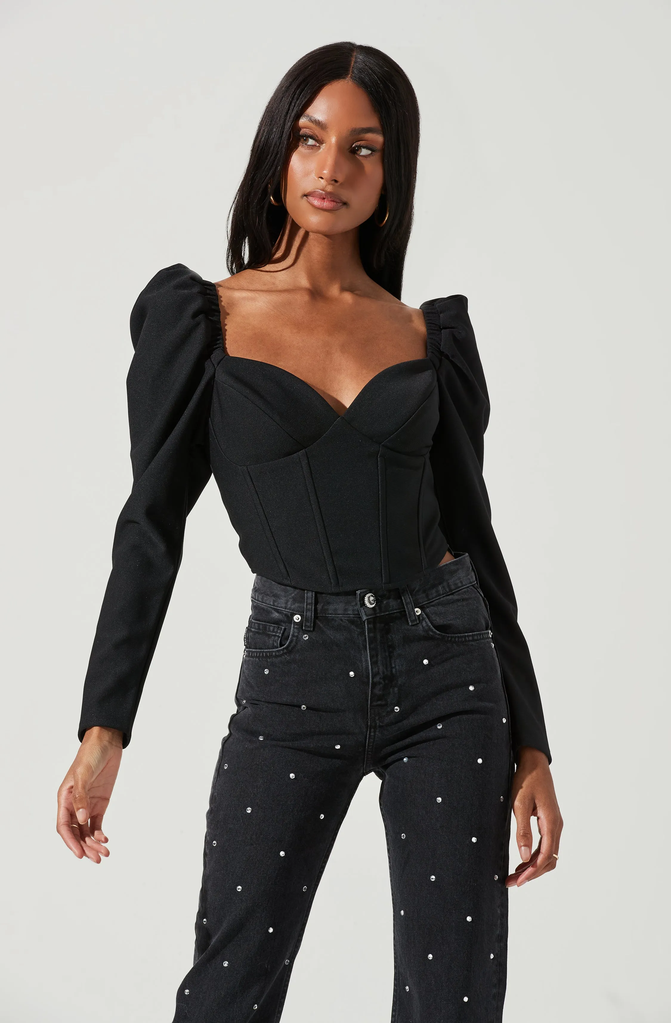 Betty Puff Sleeve Sweetheart Neck Top