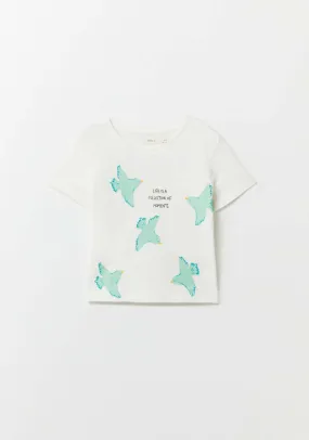 Bird Aop T-Shirt - Cream