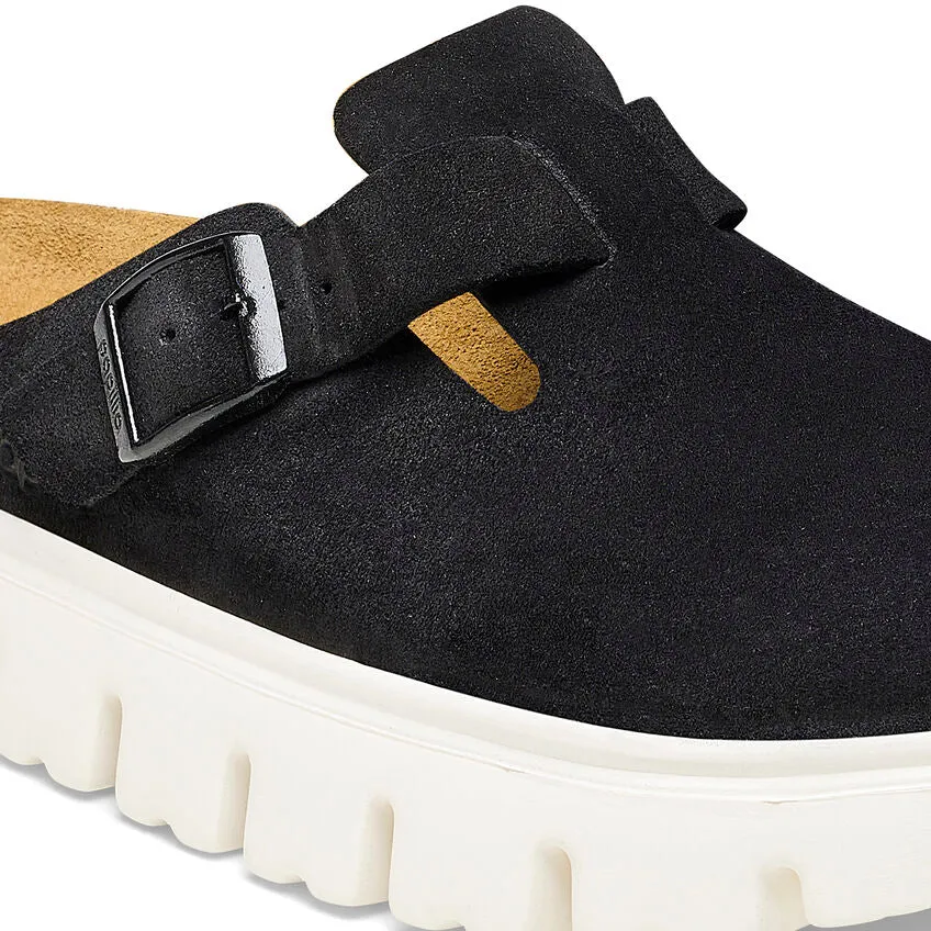 Birkenstock Women's Boston Chunky Suede Leather (Black - Narrow Fit)