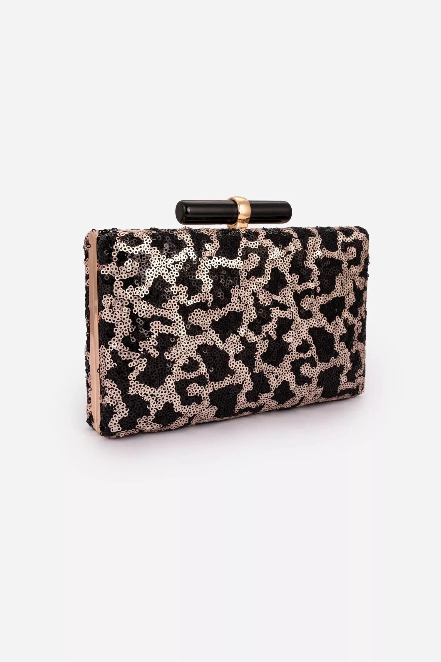 Black And Light Gold Clutch Bag