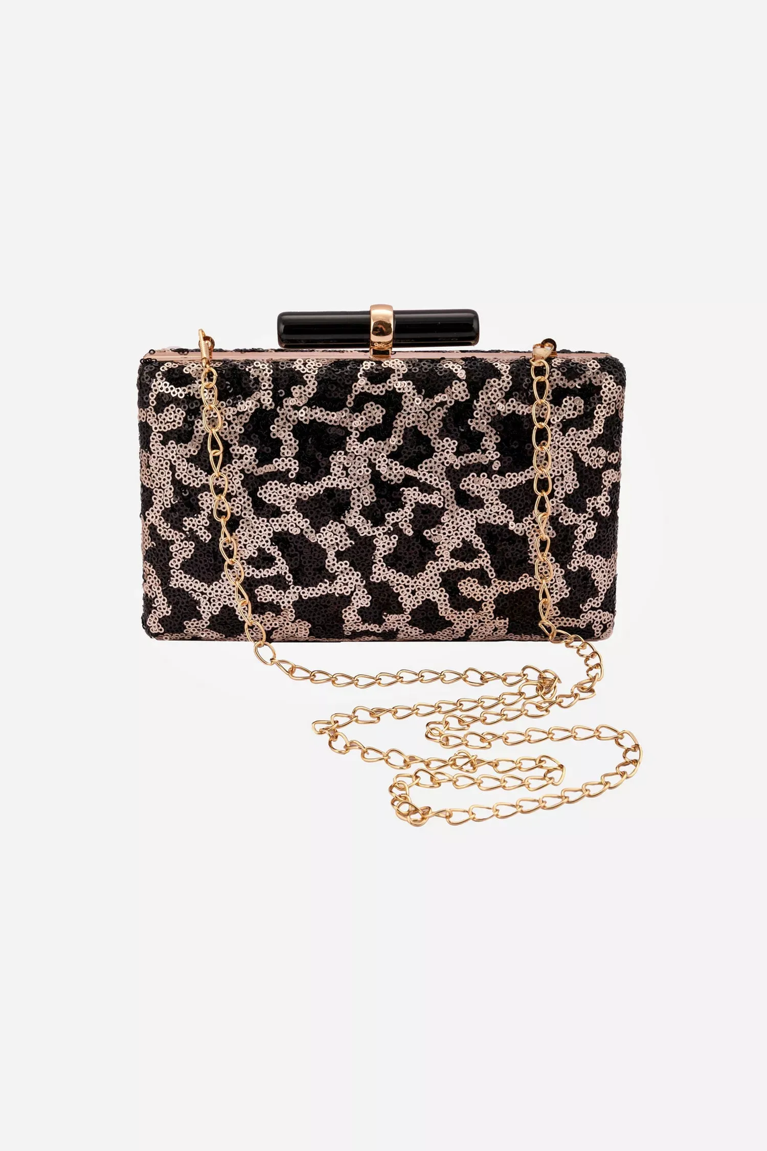 Black And Light Gold Clutch Bag