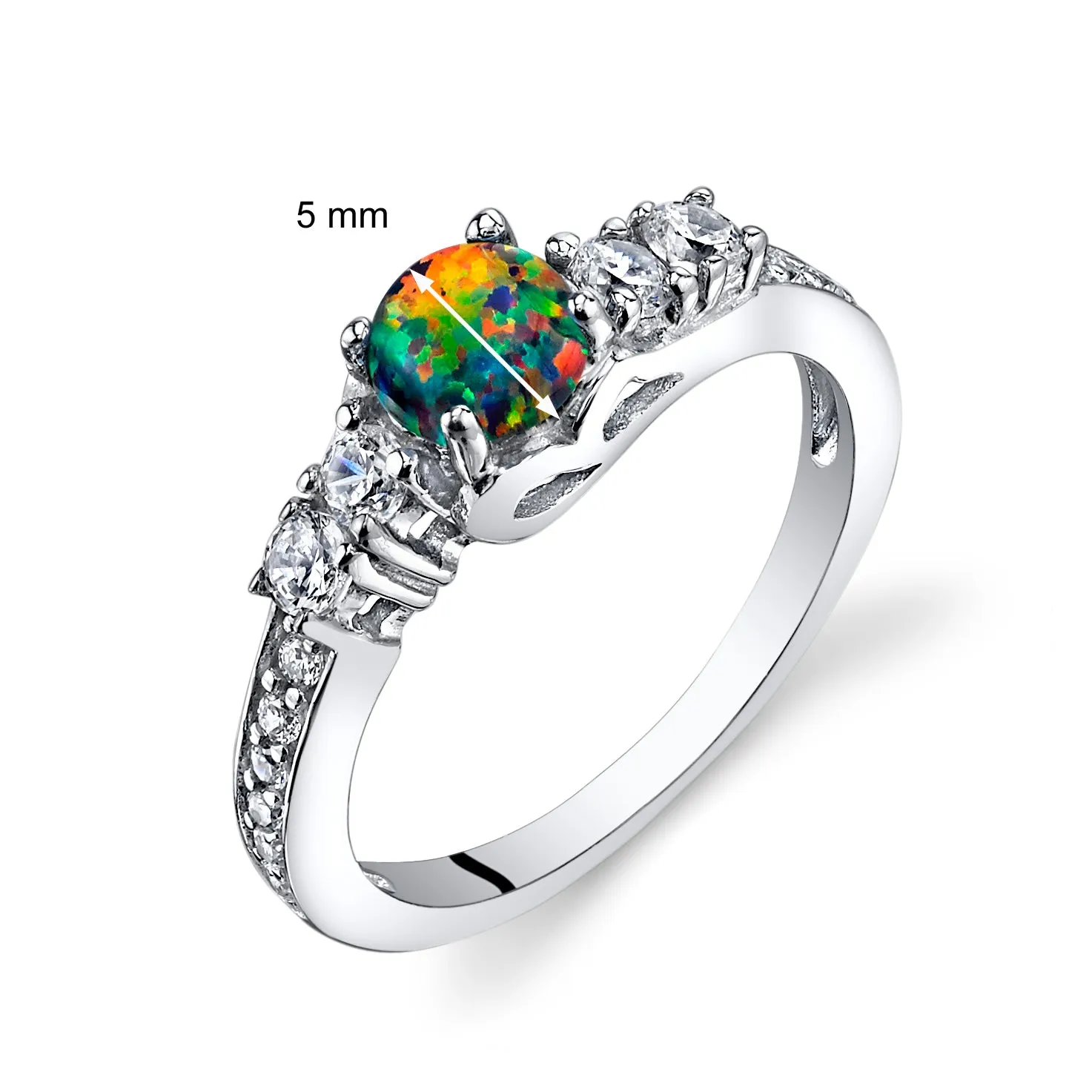 Black Opal Sterling Silver Ring Size 9