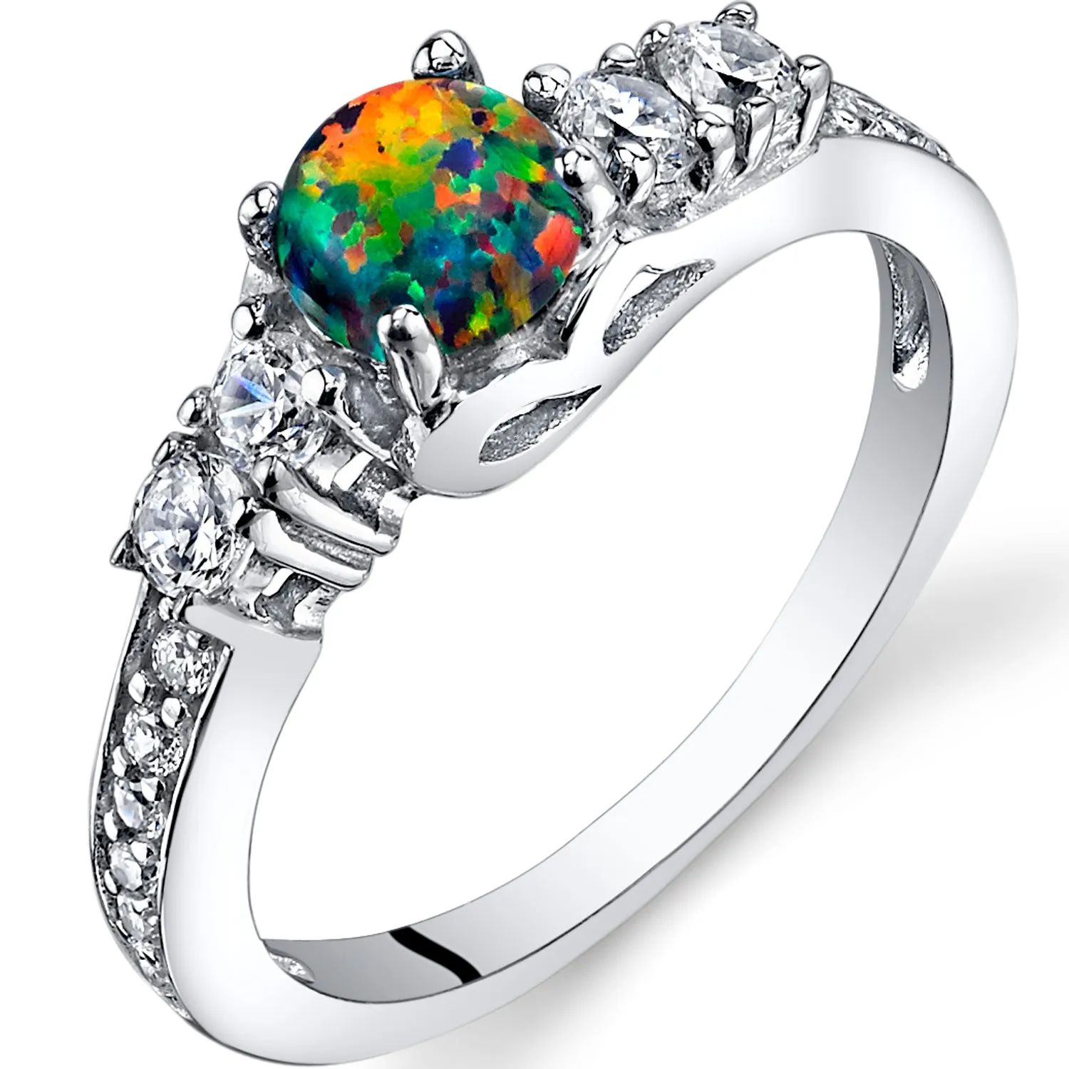 Black Opal Sterling Silver Ring Size 9